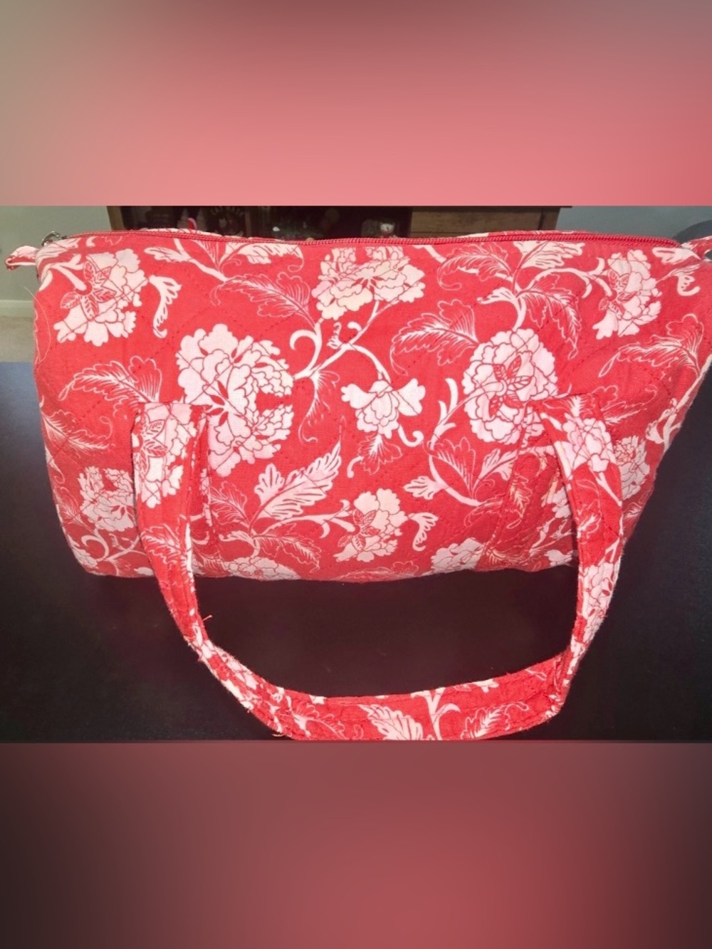 Once Upon A Rose Red Floral Travel Cosmetic Tote Bag